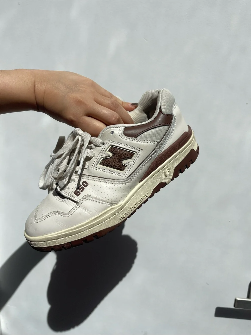 Aime Leon Dore White and Brown 550 Low-Top Sneakers